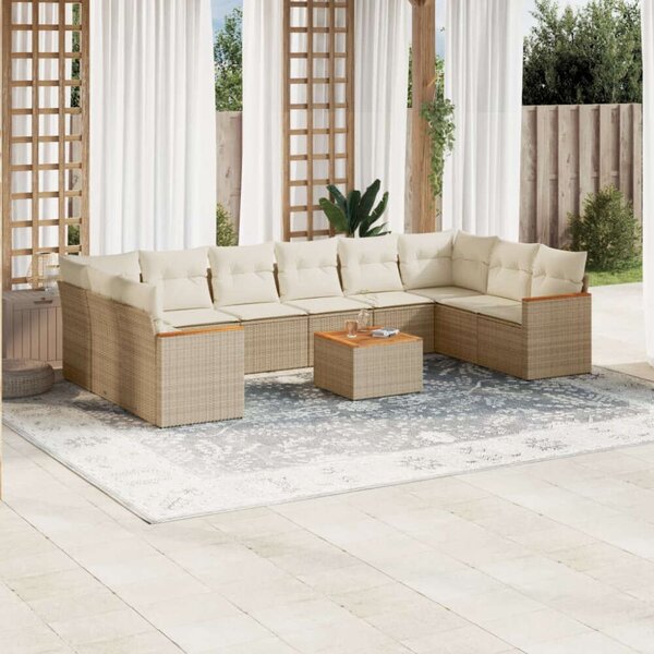 VidaXL Polyrattan Kerti Ülőgarnitúra - 11 részes - Bézs