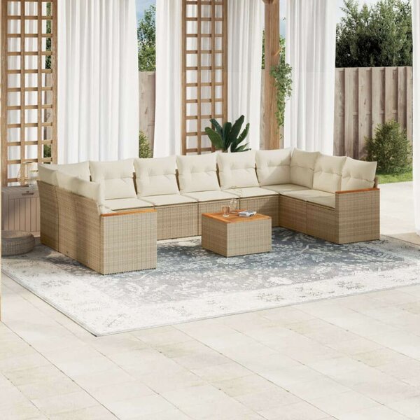 VidaXL Polyrattan Kerti Ülőgarnitúra - 11 részes - Bézs