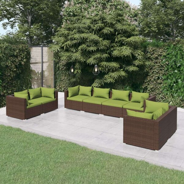 VidaXL 8 részes barna polyrattan kerti ülőgarnitúra párnákkal