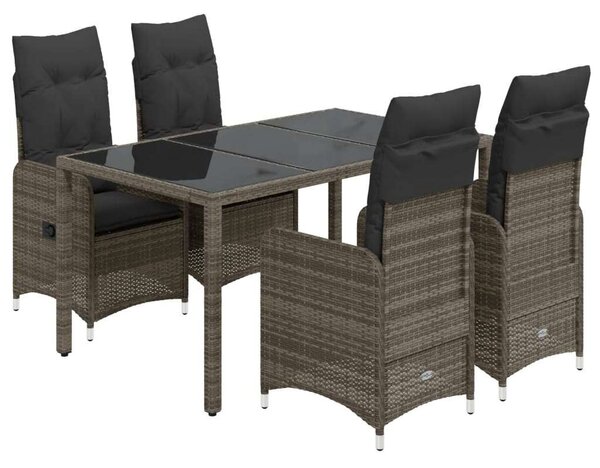 VidaXL Polyrattan Kerti Bútor - 5 részes Bisztró garnitúra - Szürke