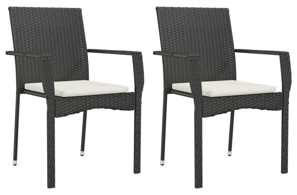 VidaXL 7 részes fekete polyrattan kerti étkezőgarnitúra párnával