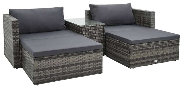 VidaXL Polyrattan Kerti Ülőgarnitúra - 5 részes - Szürke