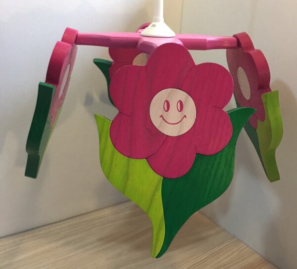Virág csillár, pink, 4 elemes
