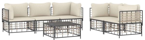 Polyrattan Kerti Ülőgarnitúra - 6 részes - Antracit Szürke