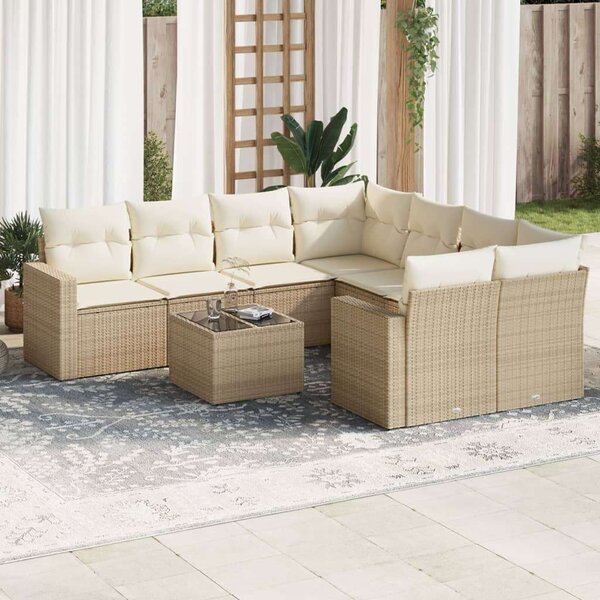 VidaXL Polyrattan Kerti Ülőgarnitúra - 9 részes - Bézs