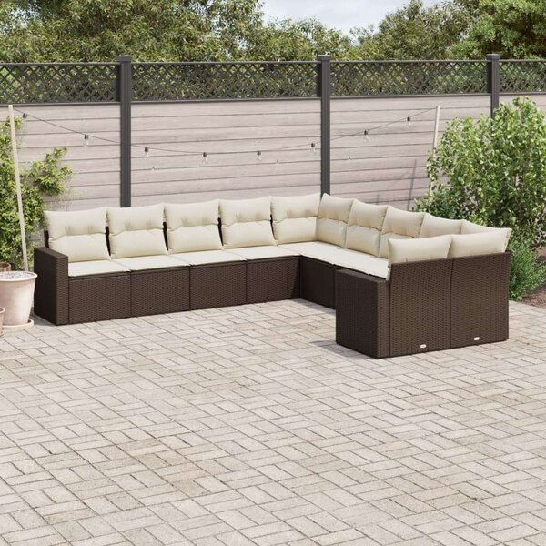 VidaXL Polyrattan Kerti Ülőgarnitúra - Barna - 10 részes