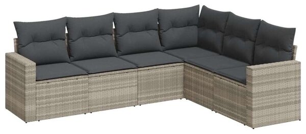 Polyrattan Kerti Ülőgarnitúra - 6 Részes - Világosszürke