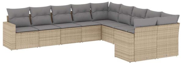 VidaXL 10 részes bézs polyrattan kerti ülőgarnitúra párnával