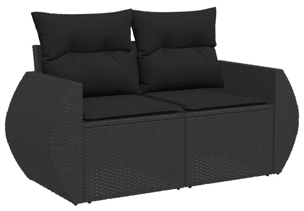 VidaXL 10 részes fekete polyrattan kerti ülőgarnitúra párnákkal