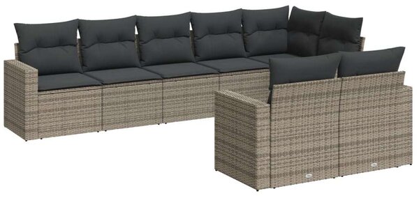 VidaXL Polyrattan Kerti Ülőgarnitúra - 8 részes - Szürke