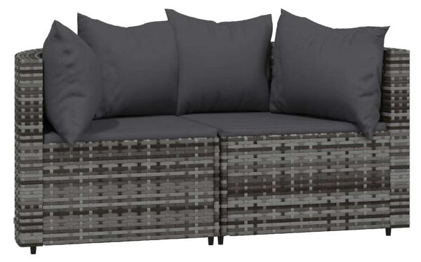 Polyrattan Kerti Ülőgarnitúra - 3 részes - Szürke