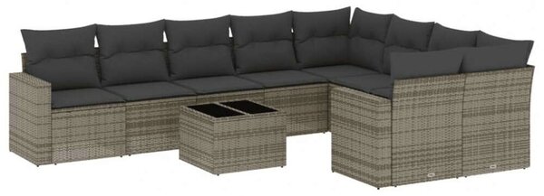 VidaXL Polyrattan Kerti Ülőgarnitúra - 10 részes - Szürke