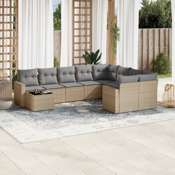 VidaXL Polyrattan Kerti Ülőgarnitúra - 10 részes - Bézs