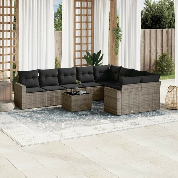 VidaXL Polyrattan Kerti Ülőgarnitúra - 10 részes - Szürke