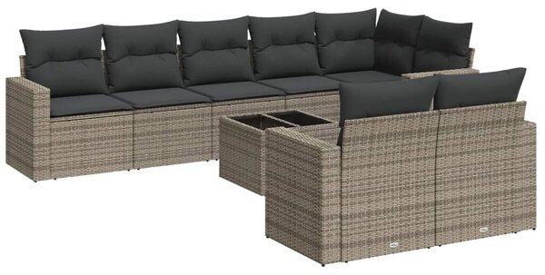 VidaXL Polyrattan Kerti Ülőgarnitúra - 9 részes - Szürke