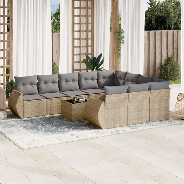 VidaXL Polyrattan Kerti Ülőgarnitúra - Bézs - 11 részes