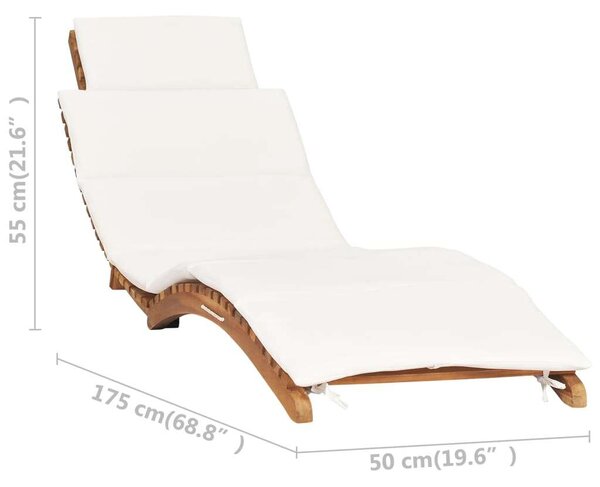 VidaXL Teakfa Napozóágy - Összecsukható - 175cm