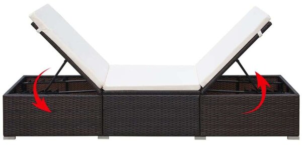 VidaXL barna polyrattan napozóágy párnával