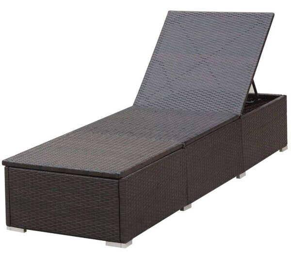 VidaXL barna polyrattan napozóágy párnával