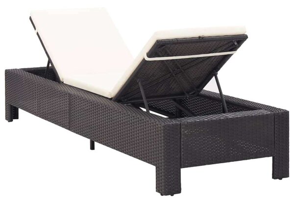 VidaXL Napozóágy - Polyrattan - Fekete - 220cm