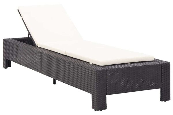 VidaXL Napozóágy - Polyrattan - Fekete - 220cm