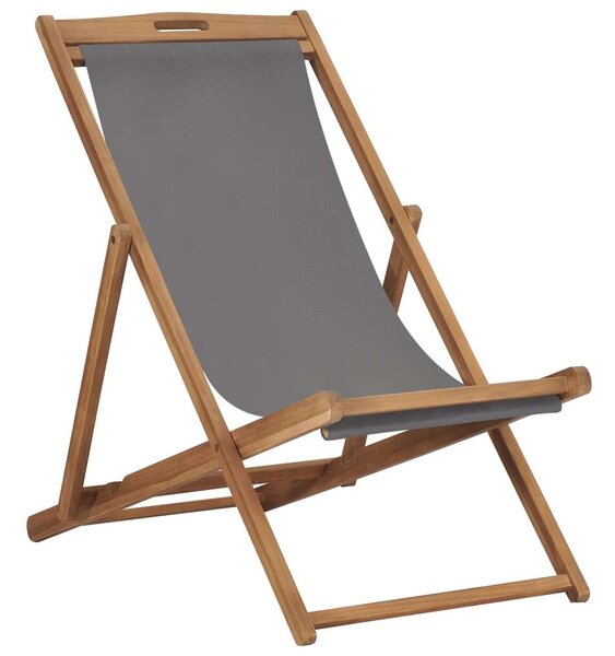 VidaXL szürke összecsukható tömör tíkfa strandszék