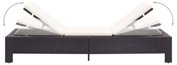 VidaXL Napozóágy - Polyrattan - Fekete - 220cm
