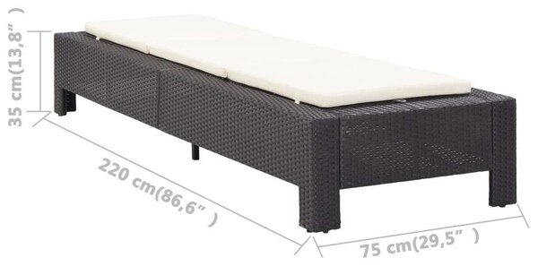 VidaXL Napozóágy - Polyrattan - Fekete - 220cm