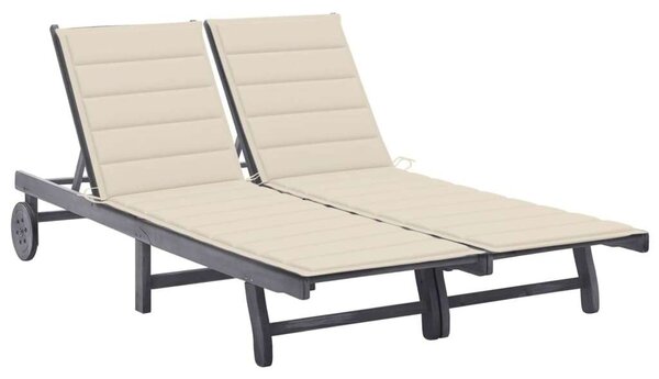 VidaXL Két Személyes Fa Napozóágy Párnával - 200cm