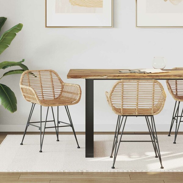 VidaXL Étkezőszék 2 pcs Természetes 55 x 50 x 74 cm Rattan és Vas