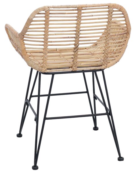 VidaXL Étkezőszék 2 pcs Természetes 55 x 50 x 74 cm Rattan és Vas