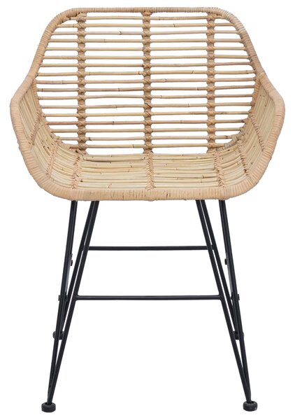 VidaXL Étkezőszék 2 pcs Természetes 55 x 50 x 74 cm Rattan és Vas
