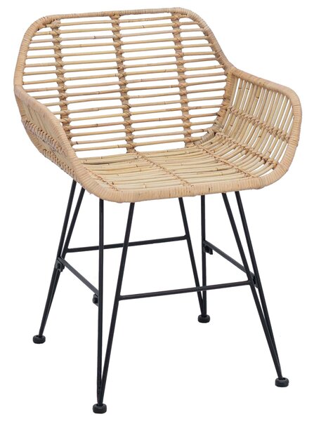 VidaXL Étkezőszék 2 pcs Természetes 55 x 50 x 74 cm Rattan és Vas