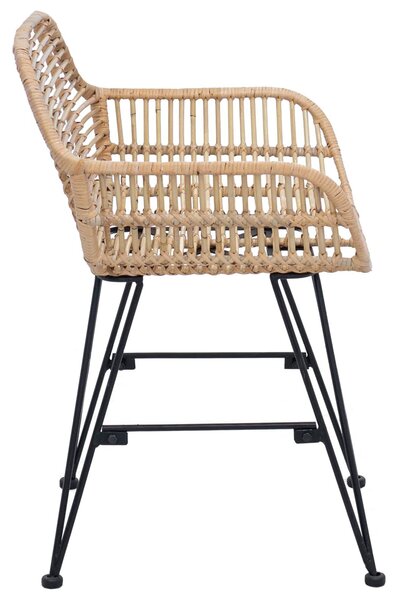 VidaXL Étkezőszék 2 pcs Természetes 55 x 50 x 74 cm Rattan és Vas