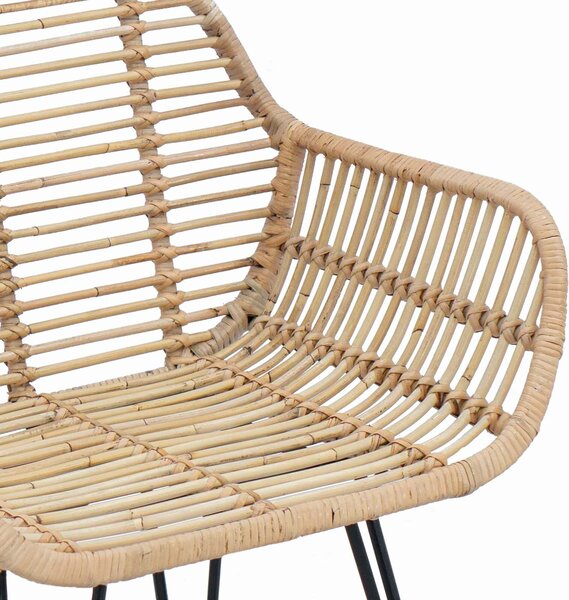 VidaXL Étkezőszék 2 pcs Természetes 55 x 50 x 74 cm Rattan és Vas