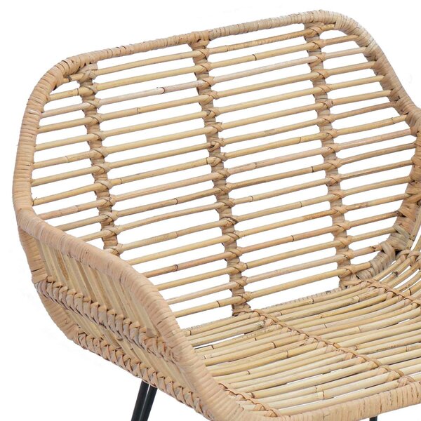 VidaXL Étkezőszék 2 pcs Természetes 55 x 50 x 74 cm Rattan és Vas