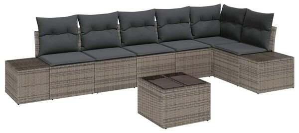 VidaXL Kerti Kanapé Szett párnával 7 pcs Szürke Poli rattan