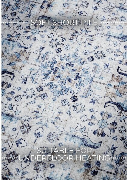 Világoskék szőnyeg 80x150 cm Saveh Cream Blue – Elle Decoration