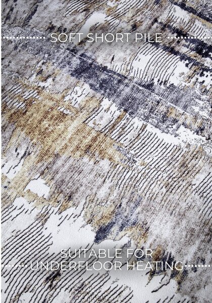 Világosszürke szőnyeg 80x150 cm Malard Anthracite Gold – Elle Decoration