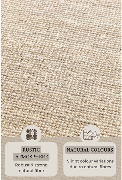 Krémszínű juta szőnyeg 80x150 cm Bouclé – Hanse Home