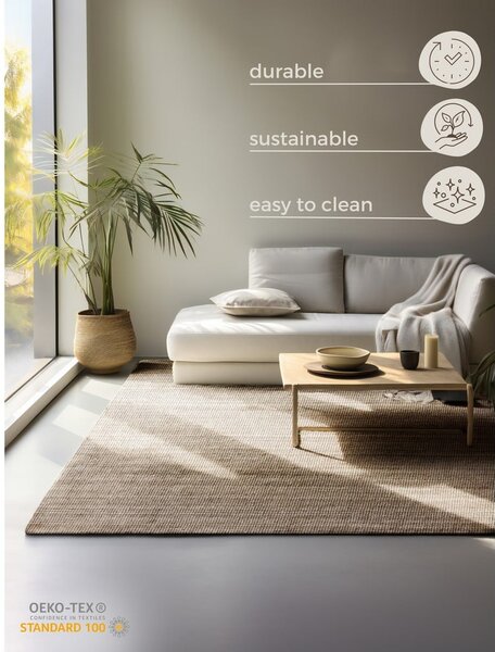 Szürkésbarna juta szőnyeg 80x150 cm Bouclé – Hanse Home
