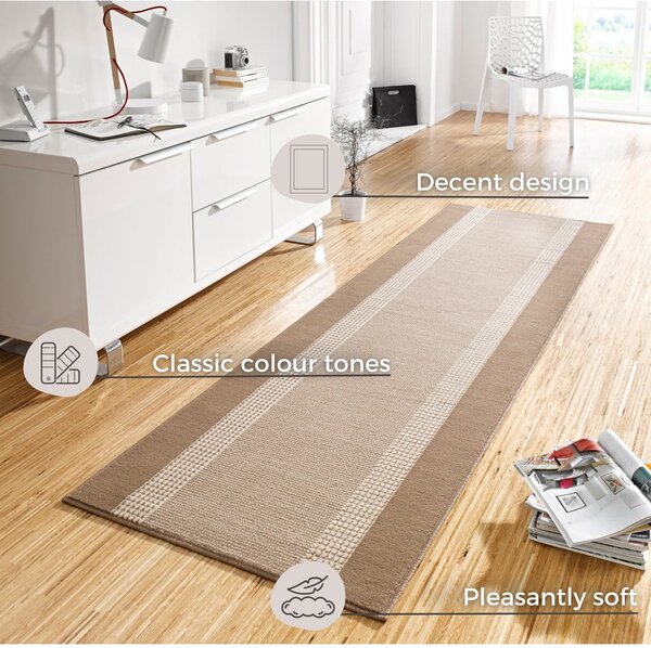 Basic bézs-barna futószőnyeg, 80 x 300 cm - Hanse Home