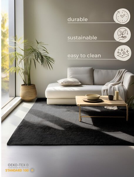 Fekete juta szőnyeg 190x280 cm Bouclé – Hanse Home