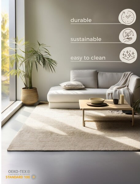 Krémszínű juta szőnyeg 80x150 cm Bouclé – Hanse Home