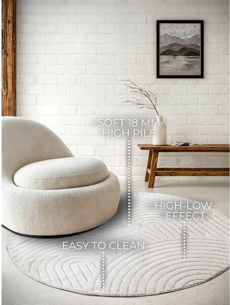 Fehér kerek szőnyeg ø 160 cm Panglao New York White – Elle Decoration