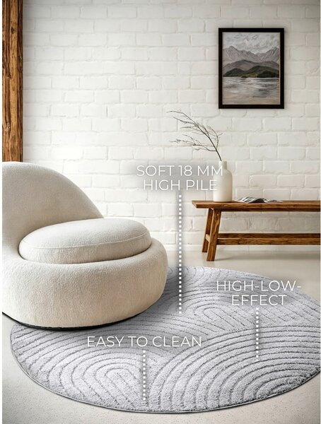 Világosszürke kerek szőnyeg ø 160 cm Panglao New York Light Grey – Elle Decoration
