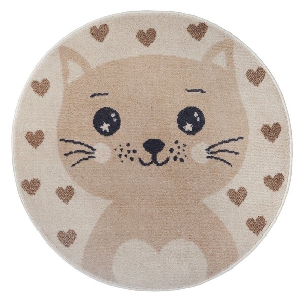 Bézs gyerek szőnyeg ø 100 cm Cat – Hanse Home