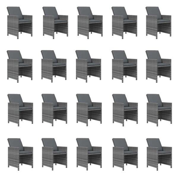 VidaXL Szürke Polyrattan 21 részes Kerti Étkezőgarnitúra Párnákkal