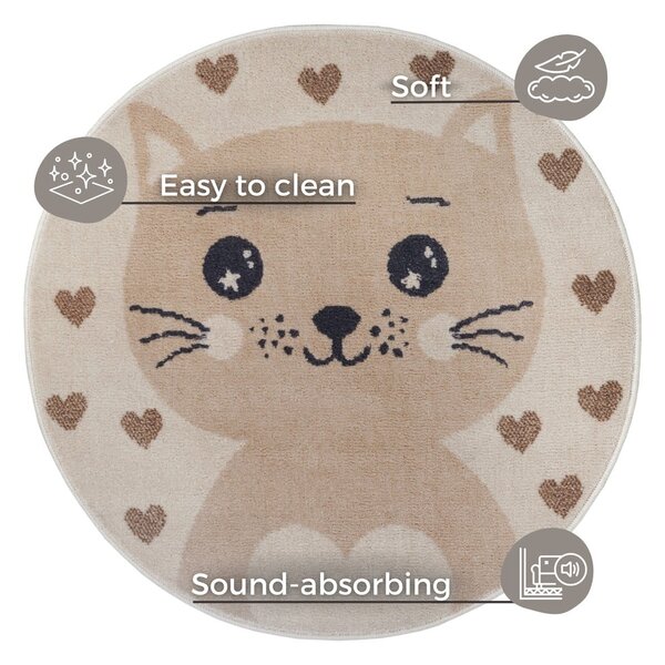 Bézs gyerek szőnyeg ø 100 cm Cat – Hanse Home