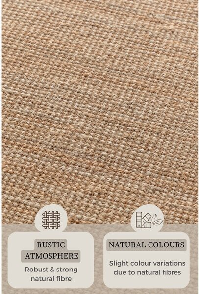 Natúr színű juta futószőnyeg 80x200 cm Bouclé – Hanse Home